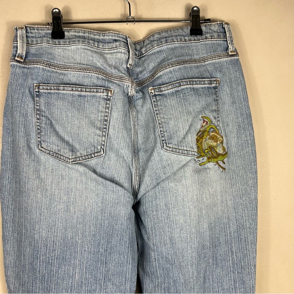 Vintage Y2K Floral Bedazzled Embellished Patch Bootcut Low Rise Jeans - Picture 6 of 7